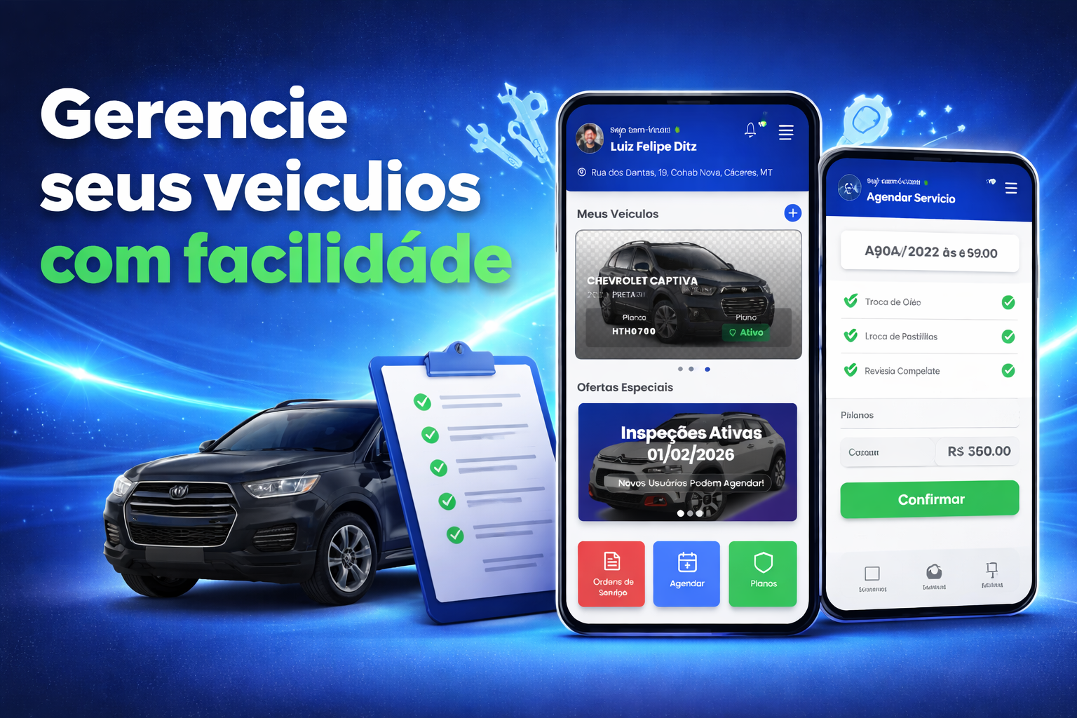 Banner do aplicativo ValdirCar — gerencie seus veículos com facilidade